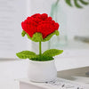 VRB DecTM 1 Pcs Crochet Flowers Artificial Rose for Office Desk Car Dashboard Decor,Table Decor,Home Decoration, Office, Bedroom, Christmas Decor, Wedding (Big ShadedRose with Pot)