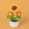 VRB Dec 1 Pcs Crochet Flowers Artificial Sunflower for Office Desk Car Dashboard Decor,Home Decoration, Office, Bedroom, Christmas Decor, Wedding (Sunflower with Daisy Pot)