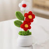VRB Dec Plastic TM 2 Pcs Crochet Flowers Artificial Daisy for Office Desk Car Dashboard Decor,Home Decoration, Office, Bedroom, Christmas Decor, Wedding,Diwali. (Triple Red Daisy with Pot