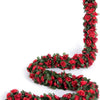VRB Dec 2 Pcs Artificial Flowers Vine Silk Roses Garland Fake (6 ft Long) Flowers Silk Roses Garland for Wedding Decorations Diwali/Ganpati/Christmas Garden Wall Valentine (Red Rose Garland)