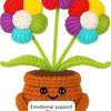 VRB DecTM 1 Pcs Crochet Flowers Artificial Sunflower for Office Desk Car Dashboard Decor,Home Decoration, Office, Bedroom (Emotional Support Multi Daisy Artificial Plants with Crochet Pot - 1 Pcs)