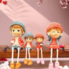 VRB Dec 4 pcs Hanging Legs Showpiece Cute Boy & Girl,Toy Cute Couple Figurines/Leg Hanging Dolls for Home Decor/Decorative Items for Home Decor,Valentine Gift for Girlfriend,Boyfriend (Model - 11)