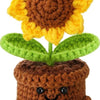 VRB DecTM 1 Pcs Crochet Flowers Artificial Sunflower for Office Desk Car Dashboard Decor,Home Decoration, Office, Bedroom (Emotional Support Sunflower Artificial Plants with Crochet Pot - 1 Pcs)