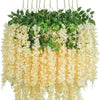 VRB Dec 12pcs (43.2Ft Artificial Wisteria Vine| Ratta Fake Wisteria Hanging | Garland Silk Long Hanging Bush Flowers String for Home Party Wedding Decor