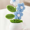 VRB DecTM 2 Pcs Crochet Flowers Artificial Daisy for Office Desk Car Dashboard Decor,Home Decoration, Office, Bedroom, Christmas Decor, Wedding,Diwali (Triple Blue Daisy with Pot)