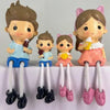 VRB Dec 4 pcs Hanging Legs Showpiece Cute Boy & Girl,Toy Cute Couple Figurines/Leg Hanging Dolls for Home Decor/Decorative Items for Home Decor,Valentine Gift for Girlfriend,Boyfriend (Model - 10)