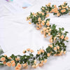 VRB Dec 2 Pcs Artificial Flower Vine Garlands Hanging Artificial Flowers for Decoration Small Peony Roses Garland (6 ft Long) Flowers Silk Peony Roses for Diwali/Ganpati/Christmas. (Peach)