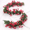 VRB Dec 2 Pcs Artificial Flower Vine Garlands Hanging Artificial Flowers for Decoration Small Peony Roses Garland (6 ft Long) Flowers Silk Peony Roses for Diwali/Ganpati/Christmas. (Red)