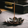 VRB Dec 4 Pcs Incense Burner, Incense Holder for Sticks, Lotus Incense agarbatti Stand Holder and Detachable Ash Catcher Agarbatti Stand for Puja Showpiece for Diwali/Pooja Decor (Bronze)