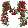 VRB Dec 1 Pcs Artificial Flower Vine Garlands Hanging Artificial Flowers for Decoration Roses Garland (6 ft Long) Flowers Silk Roses for Wedding Decorations Diwali/Ganpati/Christmas. (Red), 10 cm