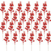 VRB DecTM 12 Pcs Christmas Glitter Berries Stems Artificial Christmas Picks for Christmas Tree Ornaments, DIY Xmas Wreath, Crafts, Holiday and Home Decor (Red Cherry -12 Pcs)