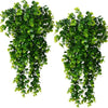 VRB Dec 2pcs Artificial Greenery Ferns Plants Vines Hanging Flowers Needle Wall Hanging For Home Decor Door Wall Balcony Decoration Party Festival Craft (Euclyptus Fern)