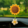 VRB Dec 1 Pcs Crochet Flower for car Dashboard Decoration Items,Car Hanging Crochet Flower,Sunflower Decoration for Car,Car Mirror Hanging Accessories, (Hanging Sunflower Crochet - 1 Pcs)