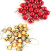 VRB Dec™ 24 Pcs Christmas Balls Ornaments Shatterproof Gold Xmas Trees Parties Decorations Balls for Holiday Wedding Party Decoration,with Hanging Hole (Golden & Red Mix 4 Cm)