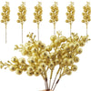 VRB DecTM 12 Pcs Christmas Glitter Berries Stems Artificial Christmas Picks for Christmas Tree Ornaments, DIY Xmas Wreath, Crafts, Holiday and Home Decor (Golden Cherry -12 Pcs)