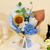 VRB Dec 1 Pcs Artificial Sunflower Teddy Crochet Flower Bouquet/Artificial Flowers Bunch/Crochet Flowers/Gift for Girls Home Decor,Gifting,etc. (Big Blue Sunflower Crochet Bouquet)