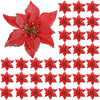 VRB Dec 12 pcs Christmas Poinsettias Satin Decorative Artificial Flowers Christmas Flowers of Christmas Decorations Items/Chritmas Tree/Decoration Items (12 Pcs - Red Satin Poinstea)