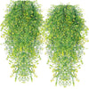 VRB Dec 2 Pcs Artificial Dry Baby's Breath Greenery Hanging Plants Vines Fake Ivy Hanging Flowers Vine Wall Hanging for Home Decor,Wall,Balcony Decoration. (2, Yellow Baby's Breath Fern Hanging)