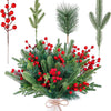 VRB Dec 40 pcs Christmas Pine Berries Tree Branches Stems Artificial Christmas Picks for Christmas Tree Ornaments, DIY Xmas Wreath, Crafts, Holiday and Home Decor (40 pcs - Mix Cherry Pine Branches)