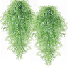 VRB Dec 2 Pcs Artificial Dry Baby's Breath Greenery Hanging Plants Vines Fake Ivy Hanging Flowers Vine Wall Hanging for Home Decor,Wall,Balcony Decoration. (2, White Baby's Breath Fern Hanging)