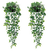 VRB Dec 2pcs Artificial Greenery Ferns Plants Vines Hanging Flowers Needle Wall Hanging For Home Decor Door Wall Balcony Decoration Party Festival Craft (Fern Hanging With Pot)