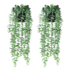 VRB Dec 2pcs Artificial Greenery Ferns Plants Vines Hanging Flowers Needle Wall Hanging For Home Decor Door Wall Balcony Decoration Party Festival Craft (Euclyptus Hanging With Pot)