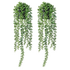 VRB Dec 2pcs Artificial Greenery Ferns Plants Vines Hanging Flowers Needle Wall Hanging For Home Decor Door Wall Balcony Decoration Party Festival Craft (Bondi Hanging With Pot)