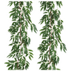VRB Dec pcs2 Artificial Greenery Ferns Plants Vines Hanging Flowers Needle Wall Hanging For Home Decor Door Wall Balcony Decoration Party Festival Craft (Bamboo Fern Garland)