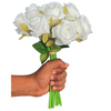VRB Dec 12 Pcs Artificial Rose Flower for - Home, Office, Bedroom, Balcony, Table Display Decoration Items,Wedding Home,Diwali,Chritmas Living Room (Pack of 1 Bunch, 12 Heads in 1 Bunch) (White)