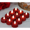 VRB Dec 24 Pcs Acrylic Flameless & Smokeless Decorative Candles Led Tea Light Candle Perfect for Gifting, Home, Birthday, Diwali, Christmas,Decorative Candles,Birthday (Glitter Red)