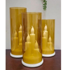 VRB Dec 3pcs Pillar Candles Acrylic Flameless & Smokeless Decorative Candle,Led Tea Light Candle,Perfect for Gifting,Home,Diwali, Christmas,Decorative Candles (Battery Not Included) (Model - 6)