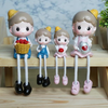 VRB Dec 4 pcs Hanging Legs Showpiece Cute Boy & Girl,Toy Cute Couple Figurines/Leg Hanging Dolls for Home Decor/Decorative Items for Home Decor,Valentine Gift for Girlfriend,Boyfriend (Model - 07)