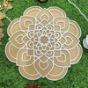 VRB Dec 3 Pcs Reusable Wooden Base and Rangoli Template mat Rangoli Mats for Home Decoration,Home Decorative Diya, Diwali Gift Diya,Deepak, Candles, Home Decoration. (Design 3), Floral