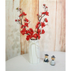 VRB Dec 3 Pcs Artificial Cherry Blossom Flower Fake Plant Flowers for Home, Room,Office | Flowers for Vases | Decoration Items for Living Room (Dark Red)