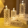VRB Dec 3pcs Pillar Candles Acrylic Flameless & Smokeless Decorative Candles Led Tea Light Candle Perfect for Gifting, Home,Diwali, Christmas,Decorative Candle,Birthday (Model 11)