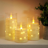 VRB Dec 3pcs Pillar Candles Acrylic Flameless & Smokeless Decorative Candles Led Tea Light Candle Perfect for Gifting, Home,Diwali, Christmas,Decorative Candle,Birthday (Model 8)