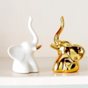 VRB DecTM 1 Set for Statue Study Office Desk Decor Showpiece Gift Decoration Accessories Items Decorative Showpeice for Home (2 Pcs Golden & White Elephant)