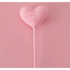 VRB Dec 1 Pcs Crochet Flowers Artificial Heart for Valentine,Bouquet,Office Desk,Table Decor,Home Decoration, Office,Decor,Bedroom, Christmas Decor (Pink Heart Stick)