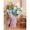 VRB Dec 1pcs Artificial Crochet Flower Bouquet/Artificial Flowers Bunch/Crochet flowers bouquet/Crochet flowers/Flowers Bouquet Gift for Girls Home Decor,gifting,etc. (Blue Daisy Bouquet)