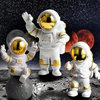 VRB Dec 3Pcs Astronaut Figurine Spaceman Statue Ornament Toys Statue for Showpiece Home Room Office Desktop Decoration/Car Dashboard/Perfect Valentine Items (3 Pcs Big Golden Astronaut showpiece)