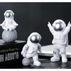 VRB Dec 3pcs Astronaut Miniature Showpiece Set for Home Decor, car Dashboard,Valentine,Living Room,Gifts Figurines,Cake Decoration Items-Resin (3 Pcs Small Silver Astronaut showpiece)