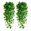 VRB Dec 2pcs Artificial Greenery Ferns Plants Vines Hanging Flowers Needle Wall Hanging For Home Decor Door Wall Balcony Decoration Party Festival Craft ( Money Plant Fern)