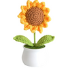 VRB Dec 1 Pcs Crochet Flowers Artificial Sunflower for Office Desk Car Dashboard Decor,Home Decoration, Office, Bedroom, Christmas Decor, Wedding (Sunflower Pot)