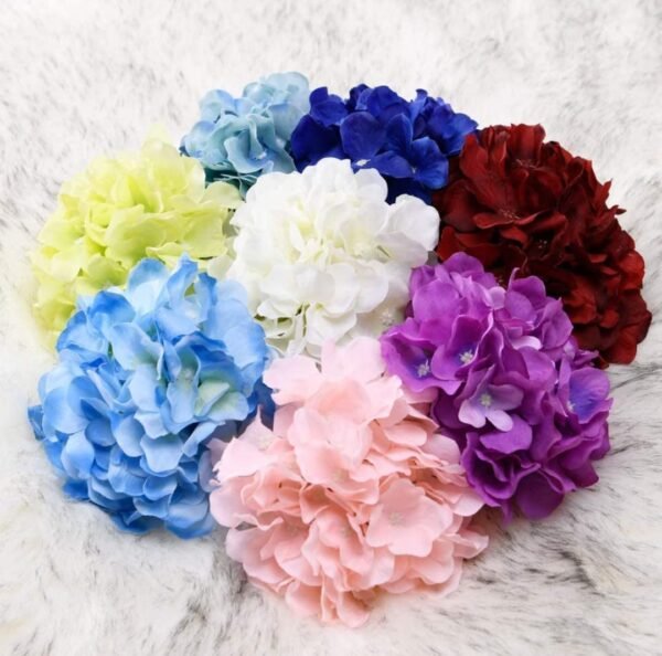 VRB DecTM (Pack of 10) Hydrangea Silk Fake Flowers Heads with Stems for Decoration Wedding Home Party Shop Baby Shower, Room Decor for Bedroom Aesthetic