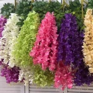 VRB Dec (Pack of 6 (43.2Ft) Artificial Wisteria Vine| Ratta Fake Wisteria Hanging | Garland Silk Long Hanging Bush Flowers String for Home Party Wedding Deco