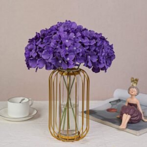 VRB DecTM (Pack of 10) Hydrangea Silk Fake Flowers Heads with Stems for Decoration Wedding Home Party Shop Baby Shower, Room Decor for Bedroom Aesthetic