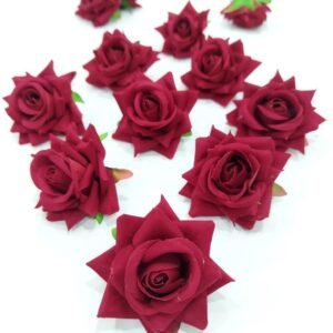 VRB DecTM 12 Pcs Artificial Rose Velvet Flower for Pooja Thali, Festival and Events, Home, Table, Badroom, Pooja Room, Diwali Decoration Items and DIY Craft