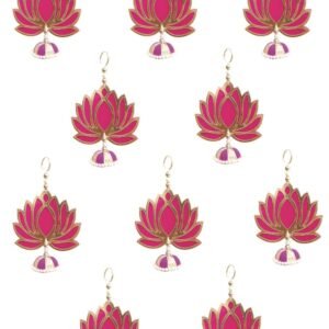 VRB DecTM 6 Pcs Lotus Hangings for Decoration/Floral Wall Hangings for Temple Decor Hanging for Home Decor,Diwali Decor,Wedding and All Festival Decor/showpiece for Home Decor