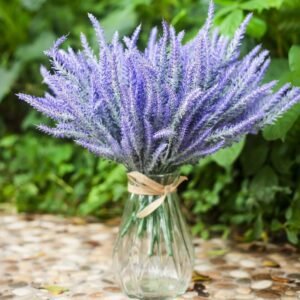 VRB DecTM 4 Pcs Artificial Lavender Flower Bunch for Home Decor | Faux Flowers for Vases | Decoration Items for Home,Diwali,Chritmas Living Room| Decoration and Craft