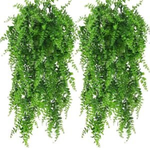 VRB Dec Plastic Tm Artificial Greenery Ferns Plants Vines Fake Ivy Hanging Flowers Vine Pine Needle Wall Hanging For Home Door Wall Balcony Decoration Party Festival Craft